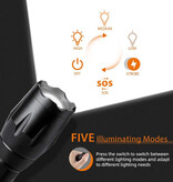 Shustar Linterna LED para exteriores - Foco reflector con zoom para acampar - Negro