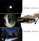 Shustar Outdoor-LED-Taschenlampe – Flutlicht mit Zoom Camping – Schwarz