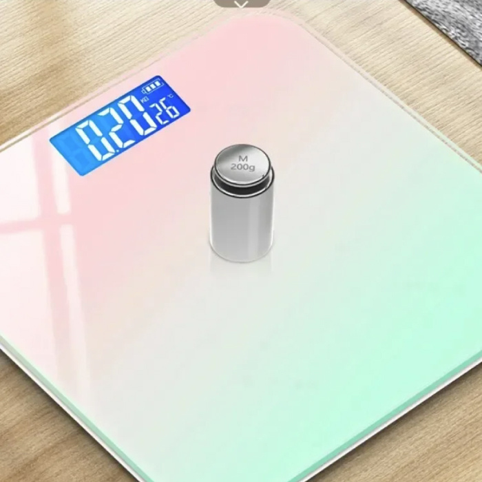 Bilancia personale digitale - 180 kg / 0,2 kg - Bilancia pesapersone digitale corporea - Sfumatura rosa-verde