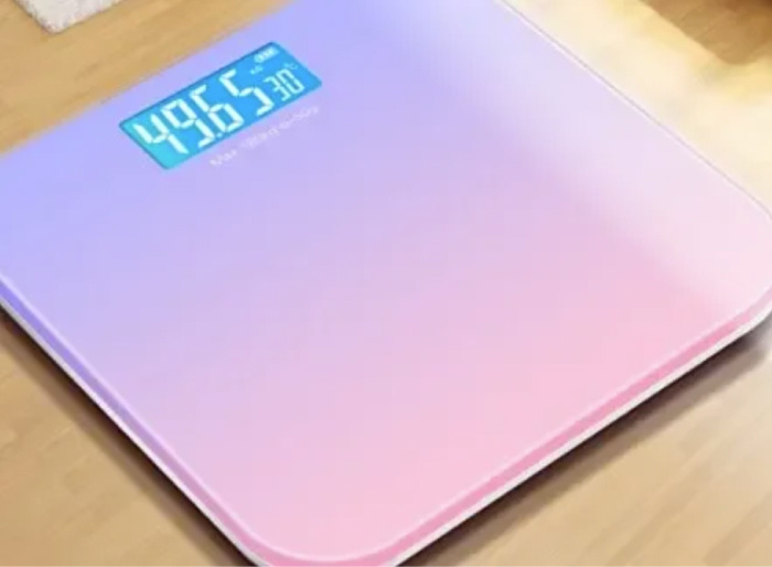 Stuff Certified® Báscula personal digital - 180 kg / 0,2 kg - Báscula de peso corporal Body Digital - Degradado morado-rosa