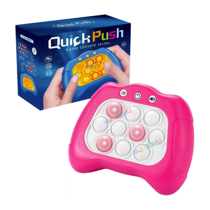 Console de jeu Pop It - Contrôleur de jouet Fidget - Jouet de motricité anti-stress à poussée rapide Rose