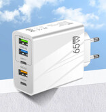 Maerknon Cargador enchufable GaN de 5 puertos 65W - PD / Quick Charge 3.0 / Cargador USB Adaptador de cargador enchufable Blanco