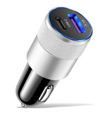 Maerknon Chargeur de voiture PD 66 W avec 2 ports - Chargeur de voiture Quick Charge 3.0 Argent