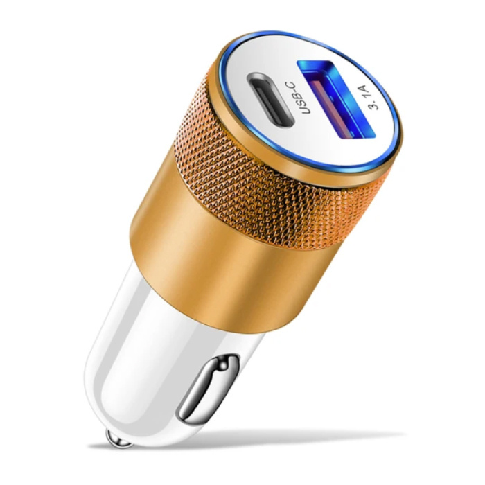 66W PD Car Charger with 2 Ports - Quick Charge 3.0 Charger Car Charger Gold