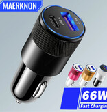 Maerknon 66W PD Autolader met 2 Poorten - Quick Charge 3.0 Oplader Auto Lader Roze
