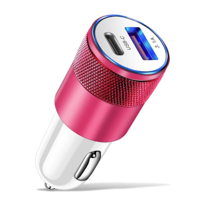 Maerknon Cargador de Coche PD de 66W con 2 Puertos - Cargador de Coche Quick Charge 3.0 Rosa