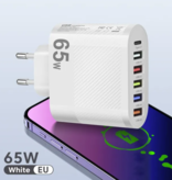 OLAF 6-Poort Stekkerlader 65W - PD / Quick Charge 3.0 / USB Oplader Lader Stekkerlader Adapter Wit