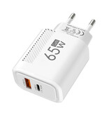 Maerknon 2-Port GaN Fast Charger 65W - PD / Quick Charge 3.0 / USB Charger Plug Charger Adapter White