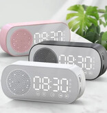 Stuff Certified® Alarm Klok Speaker - Spiegel FM Radio LED Snooze Wekker - Zwart