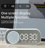 Stuff Certified® Alarm Klok Speaker - Spiegel FM Radio LED Snooze Wekker - Zwart