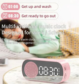 Stuff Certified® Alarm Clock Speaker - Mirror FM Radio LED Snooze Alarm Clock - Black