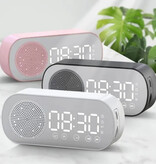 Stuff Certified® Alarm Klok Speaker - Spiegel FM Radio LED Snooze Wekker - Wit