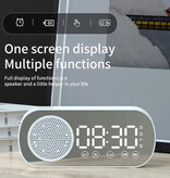 Stuff Certified® Altoparlante sveglia - Radio FM a specchio con funzione snooze a LED - bianca
