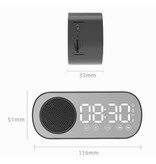 Stuff Certified® Réveil Haut-Parleur - Miroir Radio FM LED Snooze Réveil - Blanc