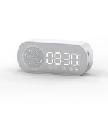 Stuff Certified® Réveil Haut-Parleur - Miroir Radio FM LED Snooze Réveil - Blanc