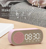 Stuff Certified® Altavoz con despertador - Espejo Radio FM Reloj despertador con repetición LED - Rosa
