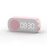 Stuff Certified® Altavoz con despertador - Espejo Radio FM Reloj despertador con repetición LED - Rosa