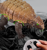 Stuff Certified® Dinosaurio RC (Ankylosaurus) con control remoto - Robot Dino de juguete controlable - Marrón