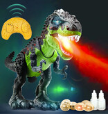 Stuff Certified® Dinosaurio RC (T-Rex) con efecto niebla - Juguete de control remoto Tyrannosaurus Rex Dino Robot Verde