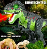 Stuff Certified® Dinosaurio RC (T-Rex) con efecto niebla - Juguete de control remoto Tyrannosaurus Rex Dino Robot Verde