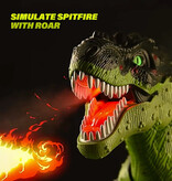 Stuff Certified® Dinosaurio RC (T-Rex) con efecto niebla - Juguete de control remoto Tyrannosaurus Rex Dino Robot Verde