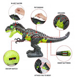 Stuff Certified® Dinosaurio RC (T-Rex) con efecto niebla - Juguete de control remoto Tyrannosaurus Rex Dino Robot Verde