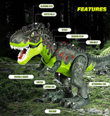 Stuff Certified® Dinosaurio RC (T-Rex) con efecto niebla - Juguete de control remoto Tyrannosaurus Rex Dino Robot Verde