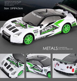 Stuff Certified® Auto RC con telecomando - Modello GTR - Deriva ad alta velocità con luce LED in scala 1:24 - Bianca