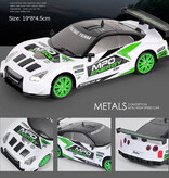 Stuff Certified® RC Auto met Afstandsbediening - GTR Model - Hoge Snelheid Drift met LED Licht op 1:24 Schaal - Wit