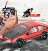 Stuff Certified® Coche RC con Mando a Distancia - Modelo GTR - Drift de Alta Velocidad con Luz LED a Escala 1:24 - Gris