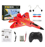 Stuff Certified® Planeur à réaction F22 Raptor RC avec télécommande – Modèle de jouet pilotable – Avion stationnaire – Rouge