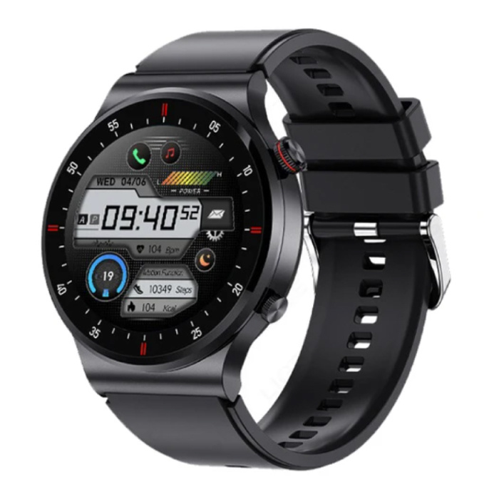 Smartwatch z monitorem pracy serca i miernikiem tlenu – sportowy zegarek monitorujący stan zdrowia – pasek silikonowy – czarny