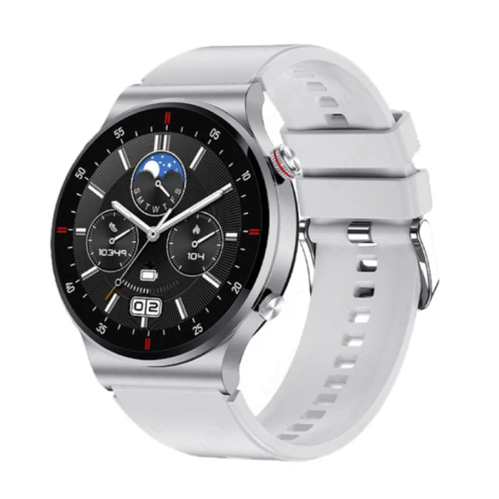 Smartwatch z monitorem pracy serca i miernikiem tlenu – sportowy zegarek monitorujący stan zdrowia – pasek silikonowy – szary