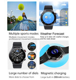 Lige Smartwatch met Hartmonitor en Zuurstofmeter - Sport Health Tracker Horloge - Metaal Bandje - Zwart