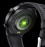 Lige Montre intelligente avec moniteur cardiaque et compteur d'oxygène - Montre de suivi de santé sportive - Bracelet en métal - Noir