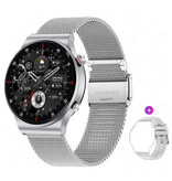 Lige Reloj inteligente con monitor cardíaco y medidor de oxígeno - Reloj deportivo con seguimiento de salud - Correa de malla - Plata