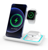 LEEOUDA 3 in 1 Charging Station - Compatible with Apple iPhone / iWatch / AirPods - Charging Dock 15W Wireless Pad White - Copy