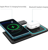 LEEOUDA Estación de carga 3 en 1 - Compatible con Apple iPhone / iWatch / AirPods - Base de carga Cargador inalámbrico de 30 W - Negro