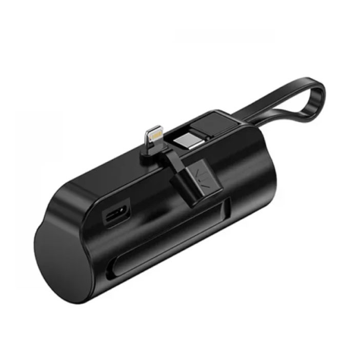 Mini banque d'alimentation 10 000 mAh pour iPhone Lightning – Chargeur de batterie d'urgence avec câble USB-C supplémentaire – Noir