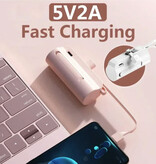 Stuff Certified® 10.000 mAh Mini-Powerbank für iPhone Lightning – zusätzliches USB-C-Kabel, Notfall-Akkuladegerät – Pink