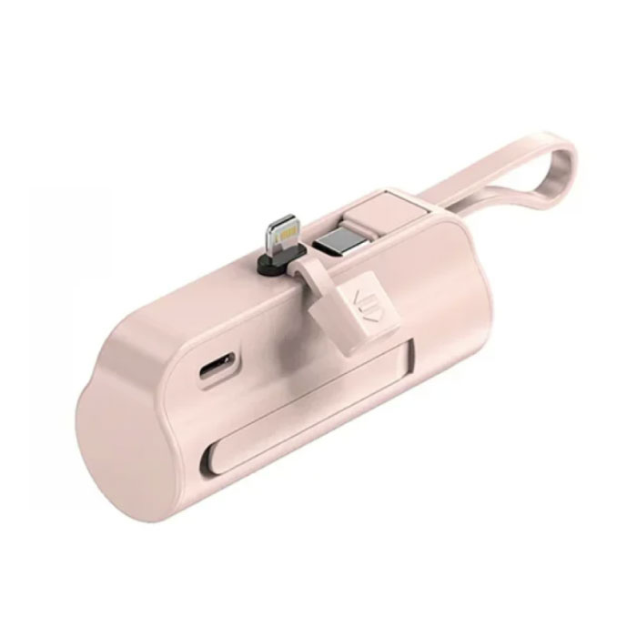 Mini power bank 10 000 mAh do iPhone'a Lightning - dodatkowy kabel USB-C Awaryjna ładowarka do baterii - różowy