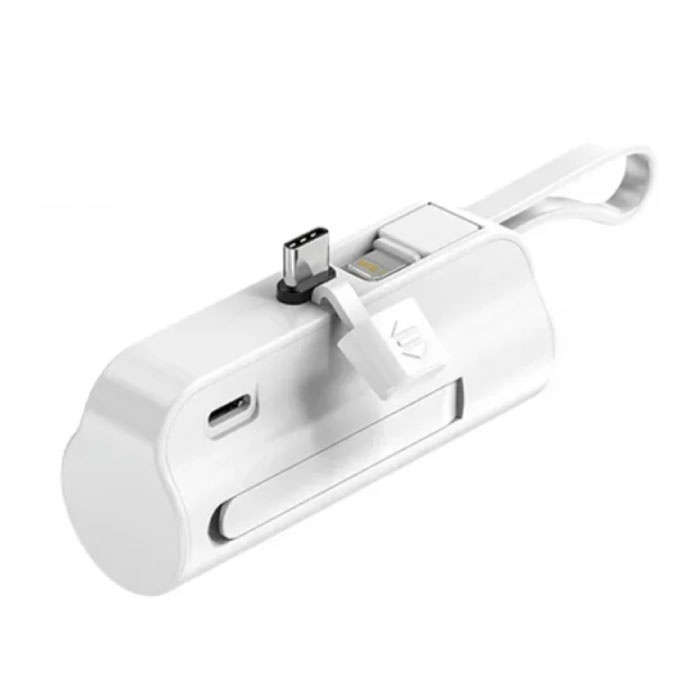 Mini power bank 10 000 mAh na USB-C - dodatkowy kabel Lightning do iPhone'a Awaryjna ładowarka do baterii - biała