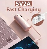 Stuff Certified® Mini banque d'alimentation 10 000 mAh pour USB-C – Câble Lightning supplémentaire pour iPhone, chargeur de batterie d'urgence – Rose
