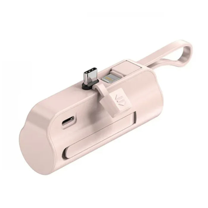 Mini banque d'alimentation 10 000 mAh pour USB-C – Câble Lightning supplémentaire pour iPhone, chargeur de batterie d'urgence – Rose