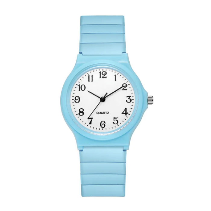 Montre en silicone - Montre-bracelet à quartz pour étudiantes - Bleu