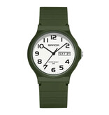 SANDA 9072 Montre en Silicone - Montre-Bracelet à Quartz Bracelet TPU Etanche 5 ATM - Vert