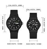 SANDA 9072 Montre en Silicone - Montre-Bracelet à Quartz Bracelet TPU Etanche 5 ATM - Noir