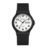 SANDA 9072 Montre en Silicone - Montre-Bracelet à Quartz Bracelet TPU Etanche 5 ATM - Noir