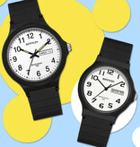 SANDA 9072 Silikonuhr – Quarz-Armbanduhr, TPU-Armband, 5 ATM wasserdicht – Schwarz-Gold