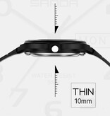 SANDA 9072 Silikonuhr – Quarz-Armbanduhr, TPU-Armband, 5 ATM wasserdicht – Schwarz-Gold